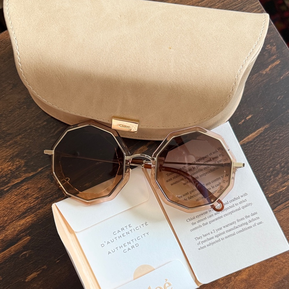 Chloe Hexagonal Gold Sunglasses